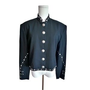 BMW Designs Fort Worth Texas Silver Studded
Black Wool Western Jacket Medium VTG